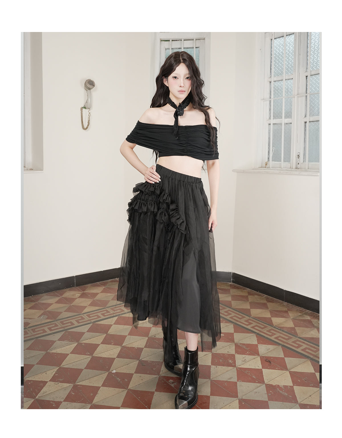 Wrapped Bandage Tube Top Black