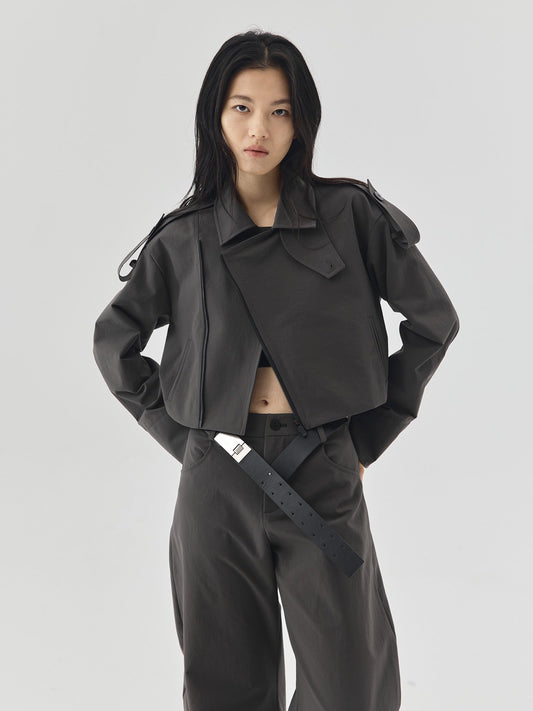 Shoulder Strap Cropped Jacket