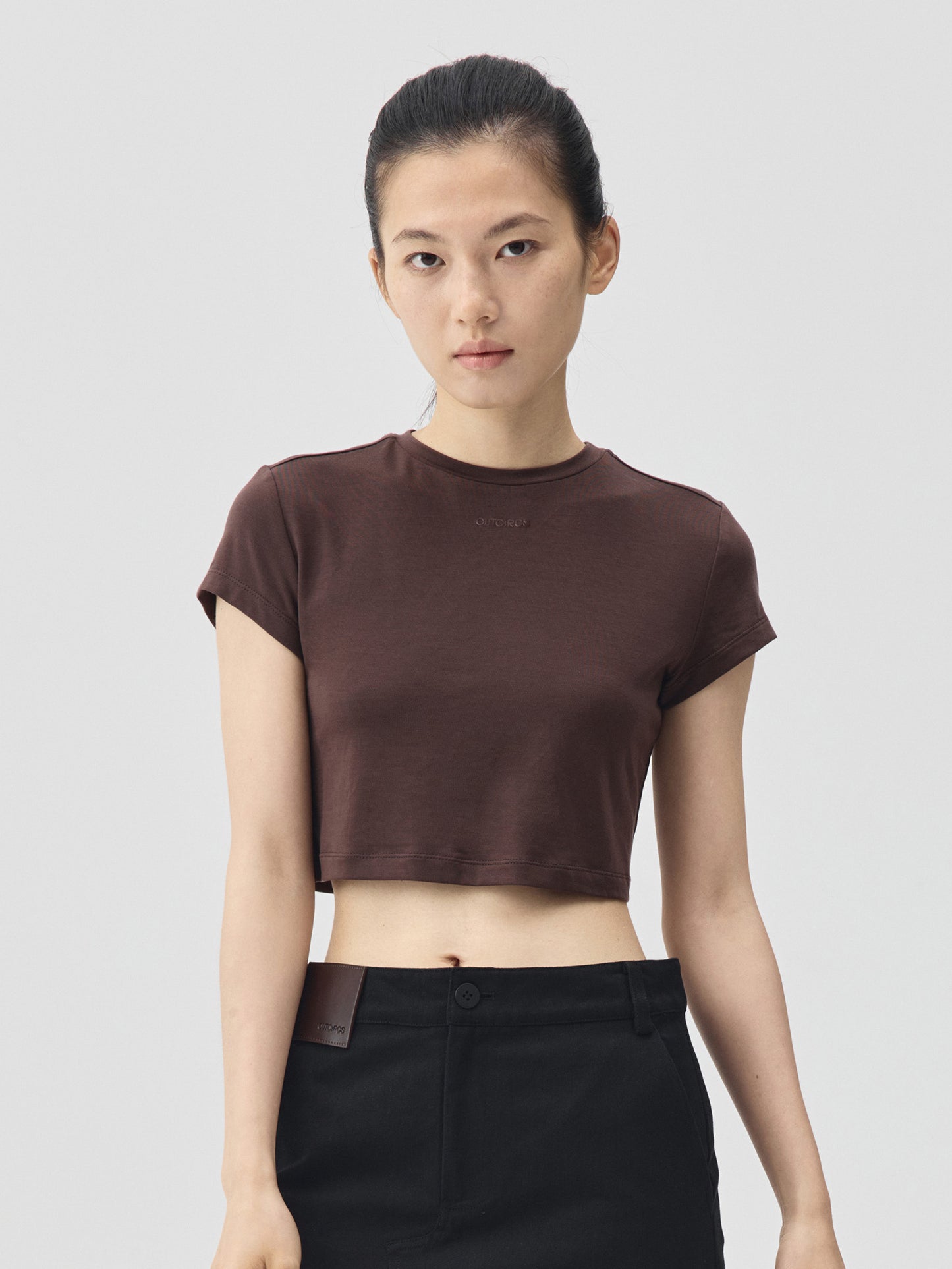Cropped Stretch Jersey Short-Sleeve T-Shirt