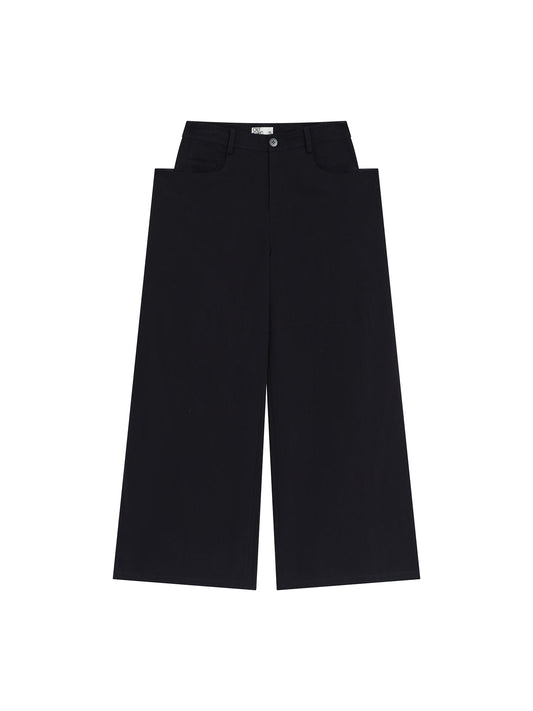 Wide-Leg Trousers with Draped Pockets