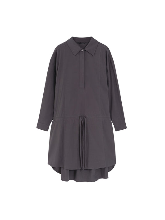 Loosen Form Drawstring Shirt Dress