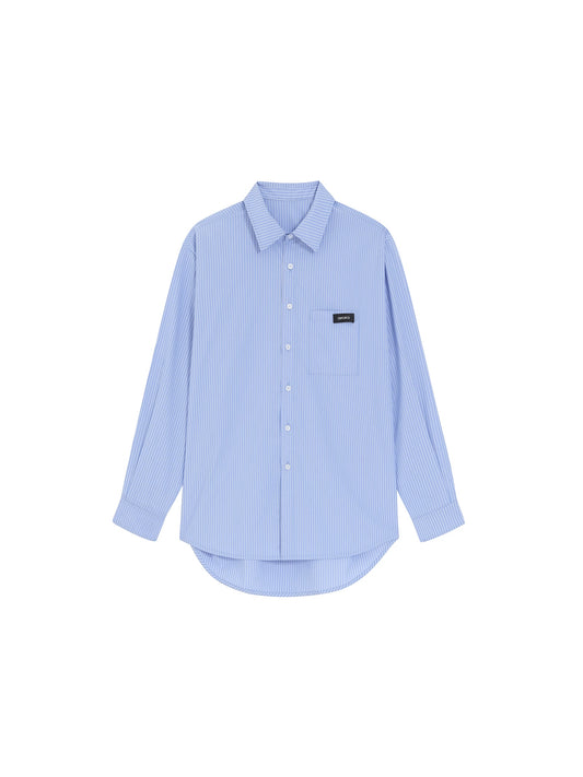 Blue Stripes Logo Front Pocket Shirt