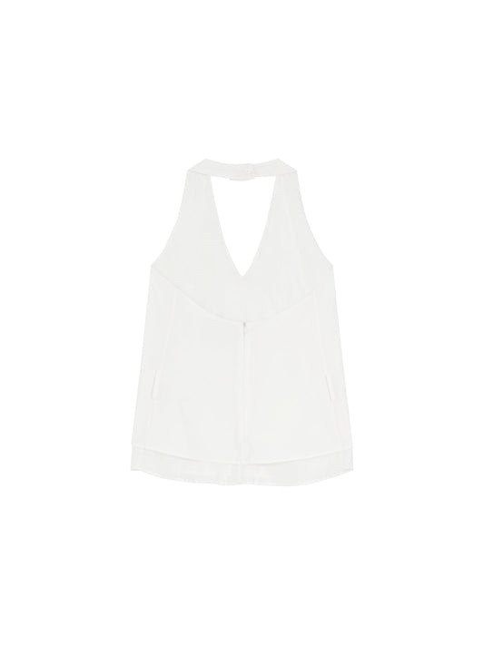 V-Neck Halter Open-Back Top