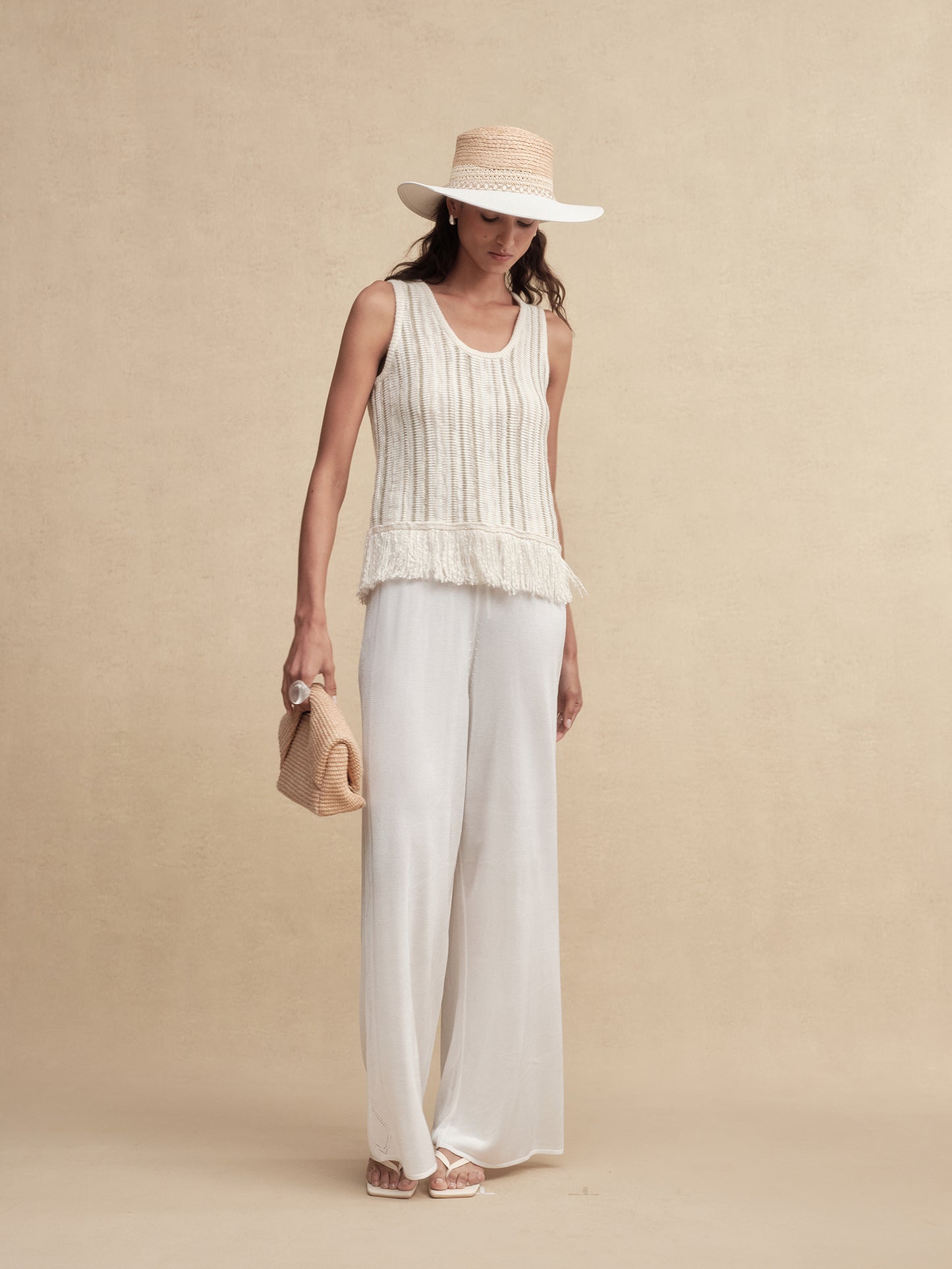 Textured Weave Fringe Boater