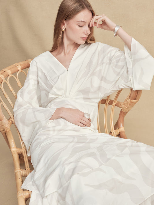 Silky Printed Flare Maxi Dress