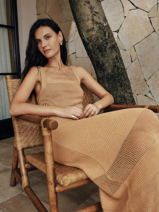 Textured Crochet Knit Resort Maxi Dress
