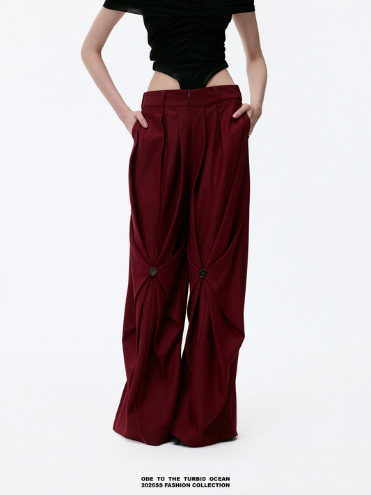 ODE TO THE TURBID OCEAN Tailored Full Lining Cuprammonium Wool Long Suit Pants