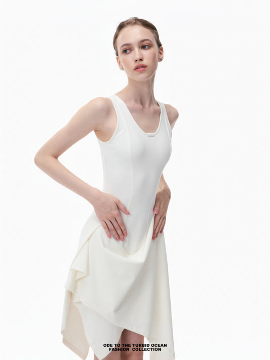 Luxury Irregular Pleated Dress, Draping & Slim Fit, Elegant Original Summer Dress