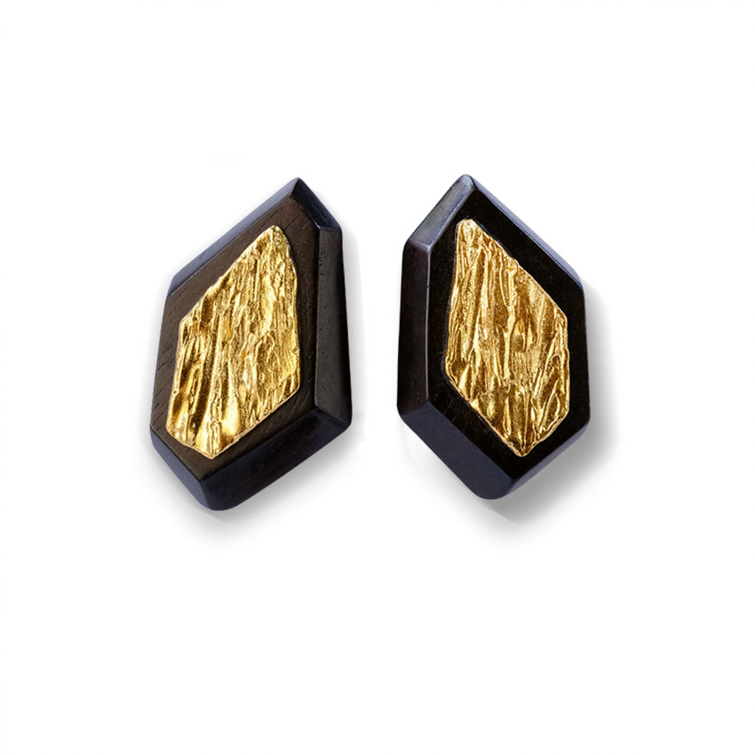 Light Geometry Multi Facet Ear Stud Ebony Gold
