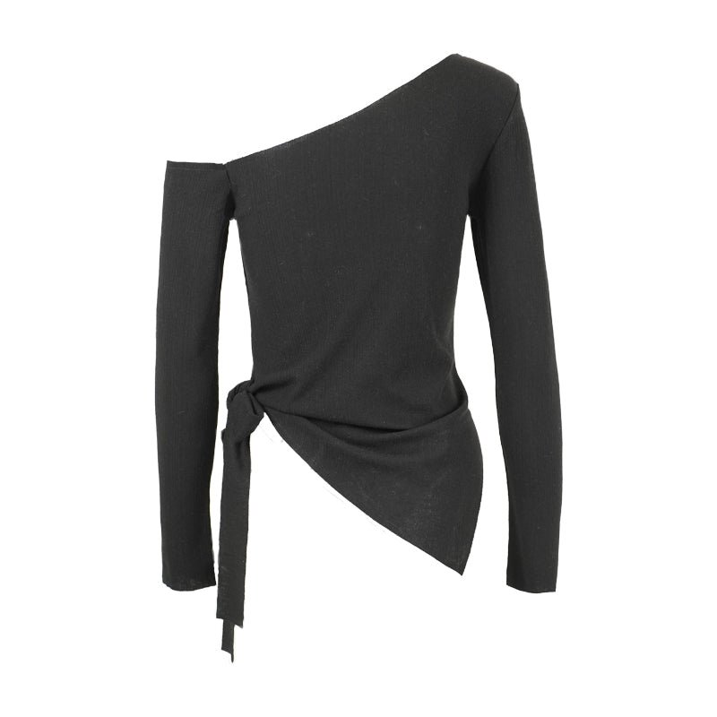 Diagonal Wrap Basic Top Black