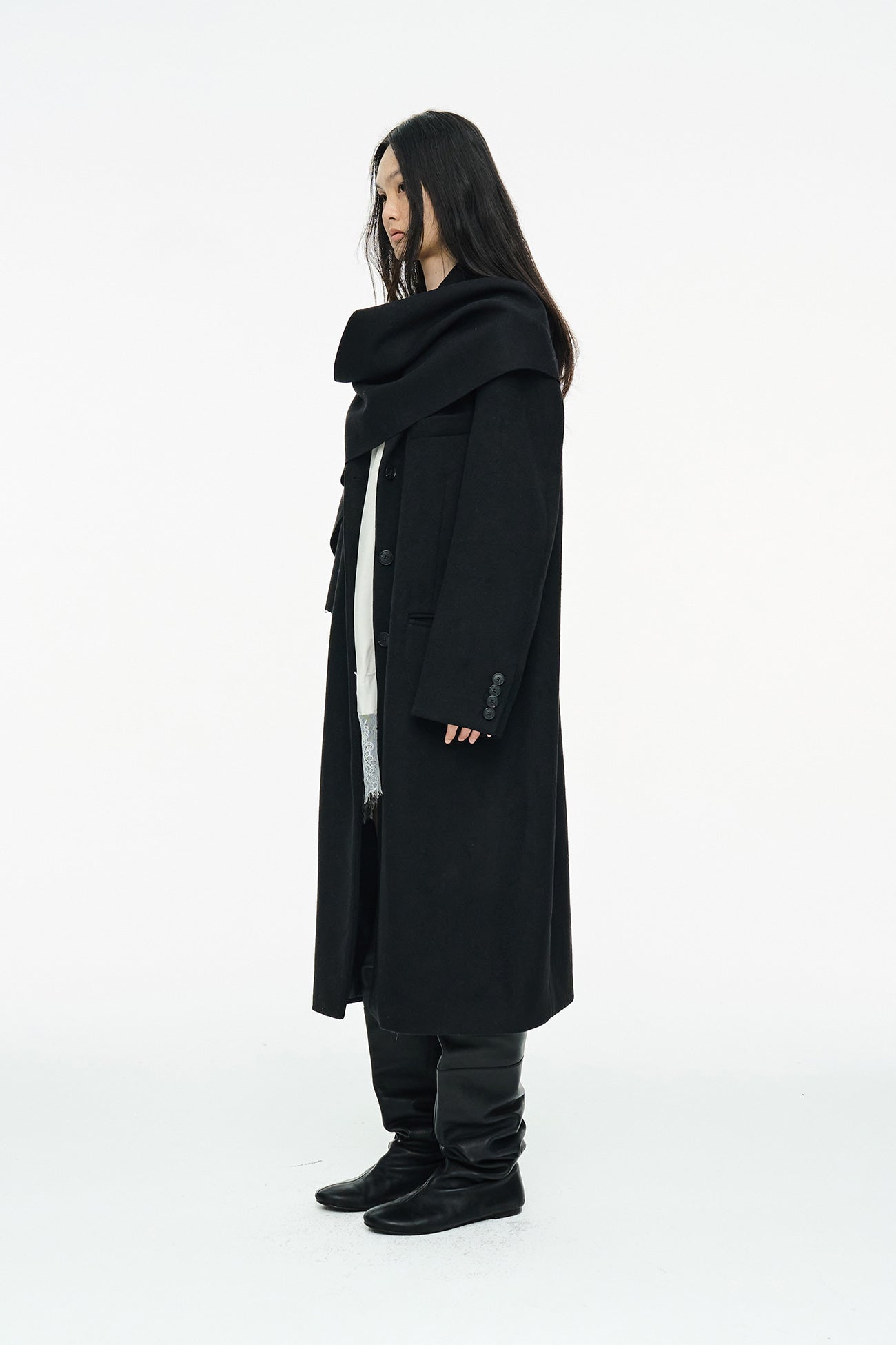 CLASSIC SCARF COAT / BLACK