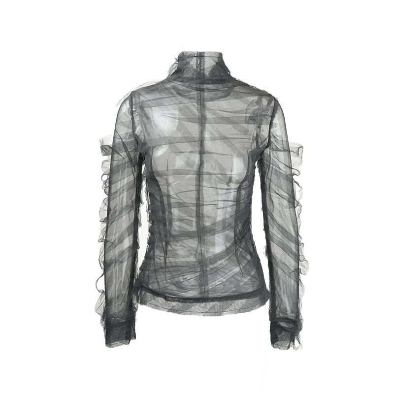 Draped Mesh Top White