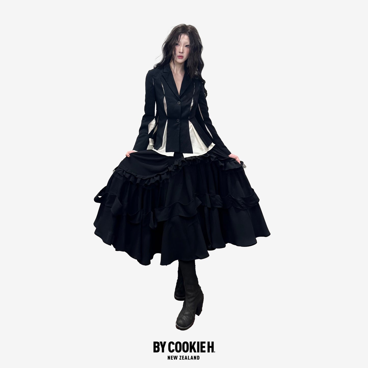 Kiki Floral Trim Skirt Black