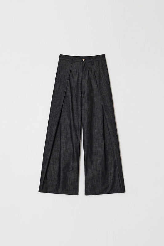 RELAXED WIDE DENIM PANTS BLACK