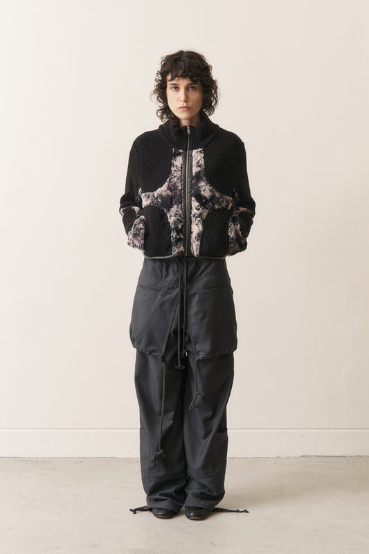 Knit & Fur Quad Jacket, Blackout