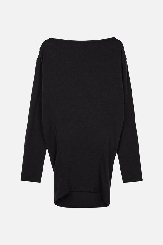 INCISION TAPERED TOP / BLACK