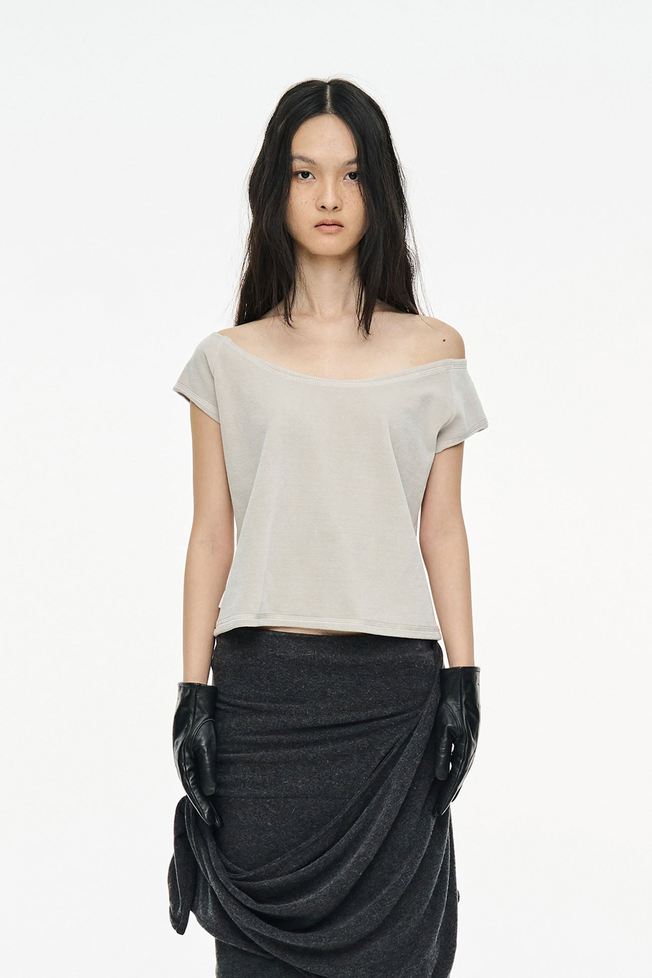 VELVET RAGLAN TOP / LIGHT GRAY