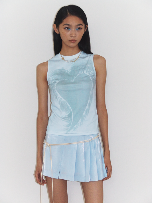 “Fuzzy Heart” Top Pastel Blue