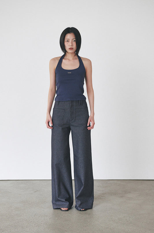 HALTER SLEEVELESS - NAVY