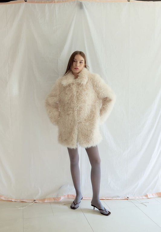 FLUFFY FUR JACKET - IVORY