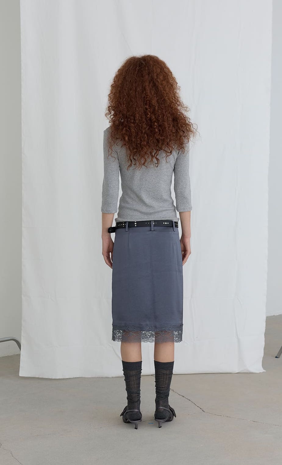 CLASSY SATIN MIDI SKIRTS GREY