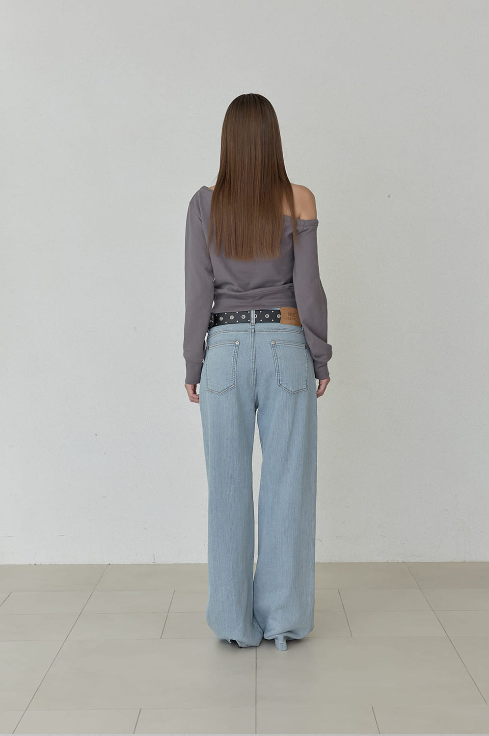 WASHED STRIPE DENIM PANTS