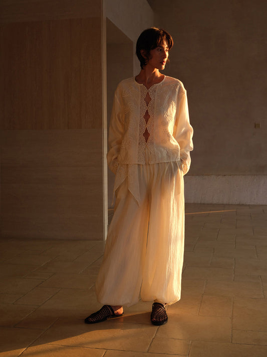 Ivory Embroidery Easy Shirt