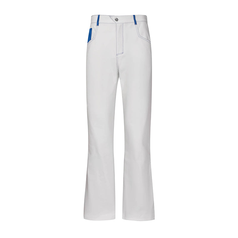 Color-blocked leather pants