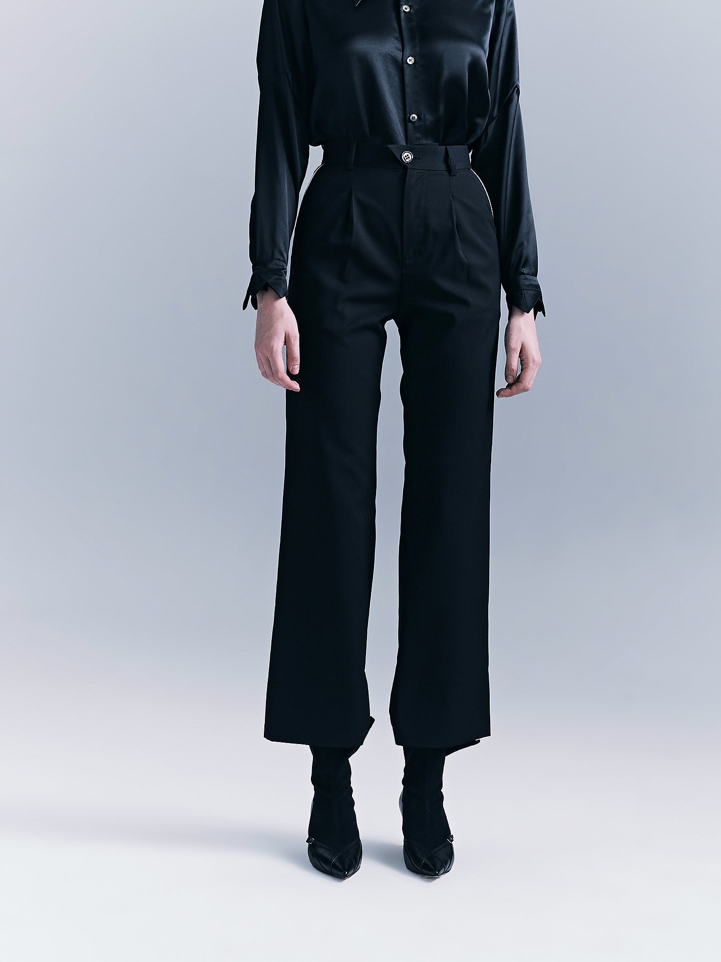 Pocketed White-Edged Women's Trousers