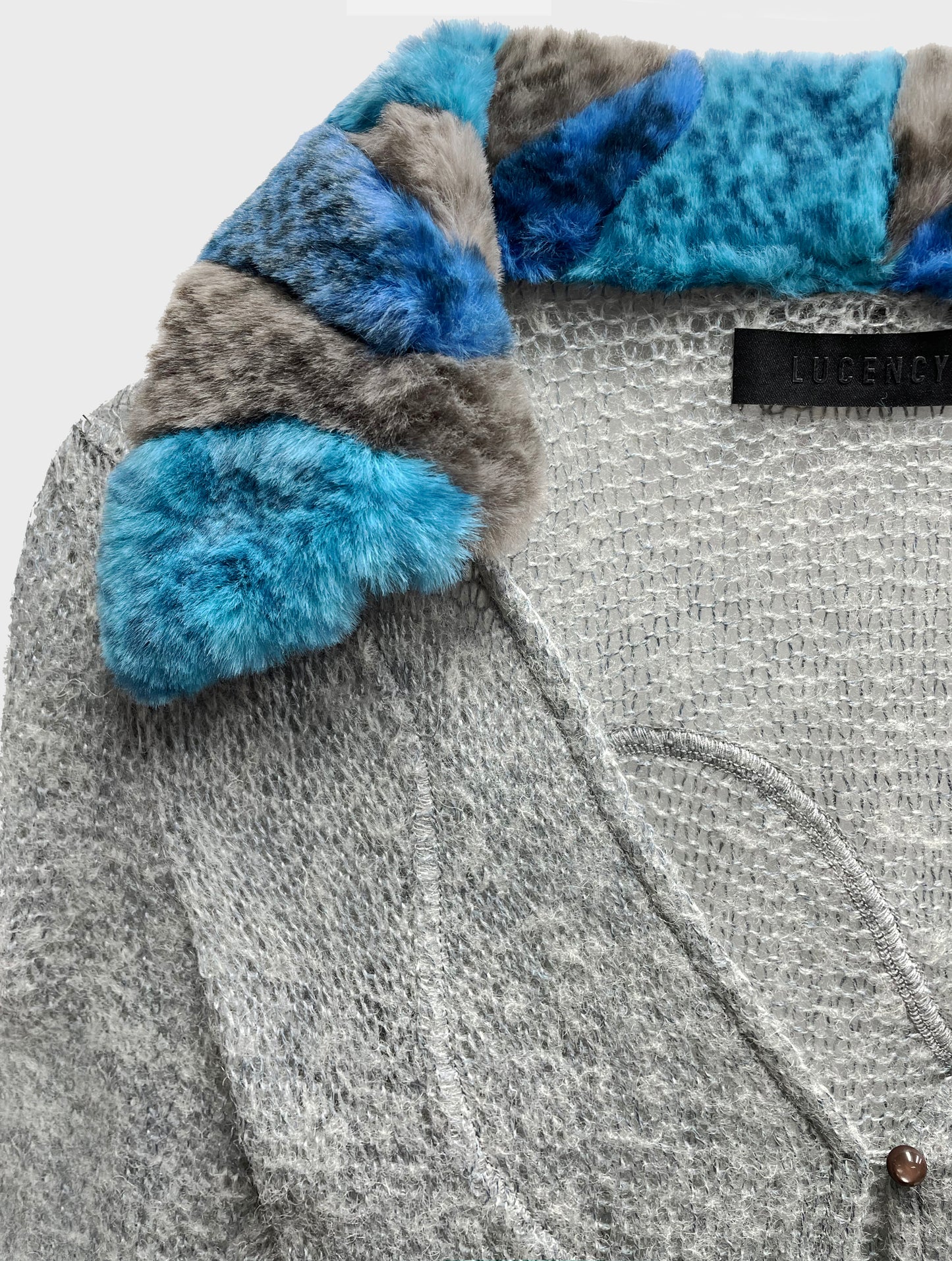 Knit Cardigan with Collar Splicing