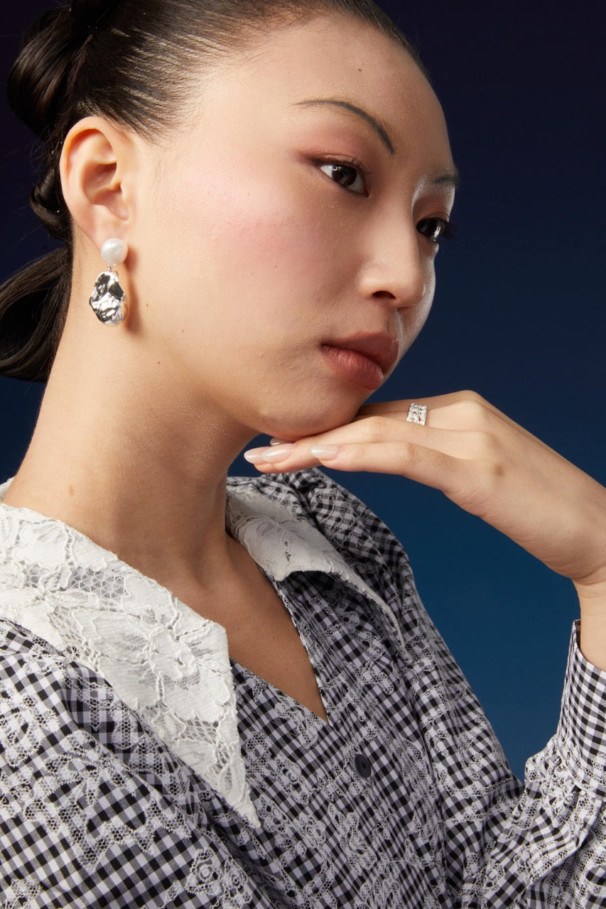 Asymmetrical Baroque Pearl Earring