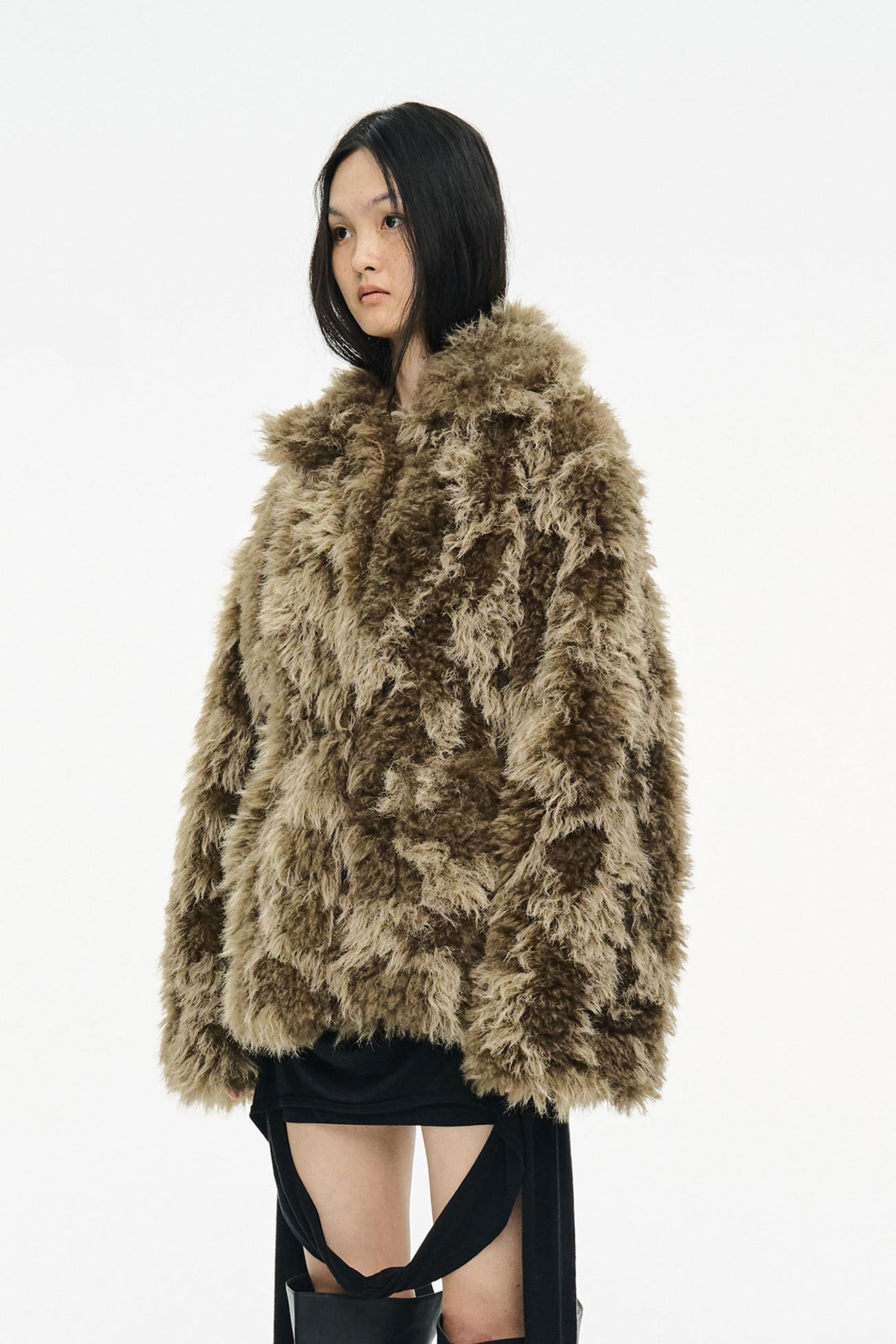 MIXED FUR JACKET / BROWN
