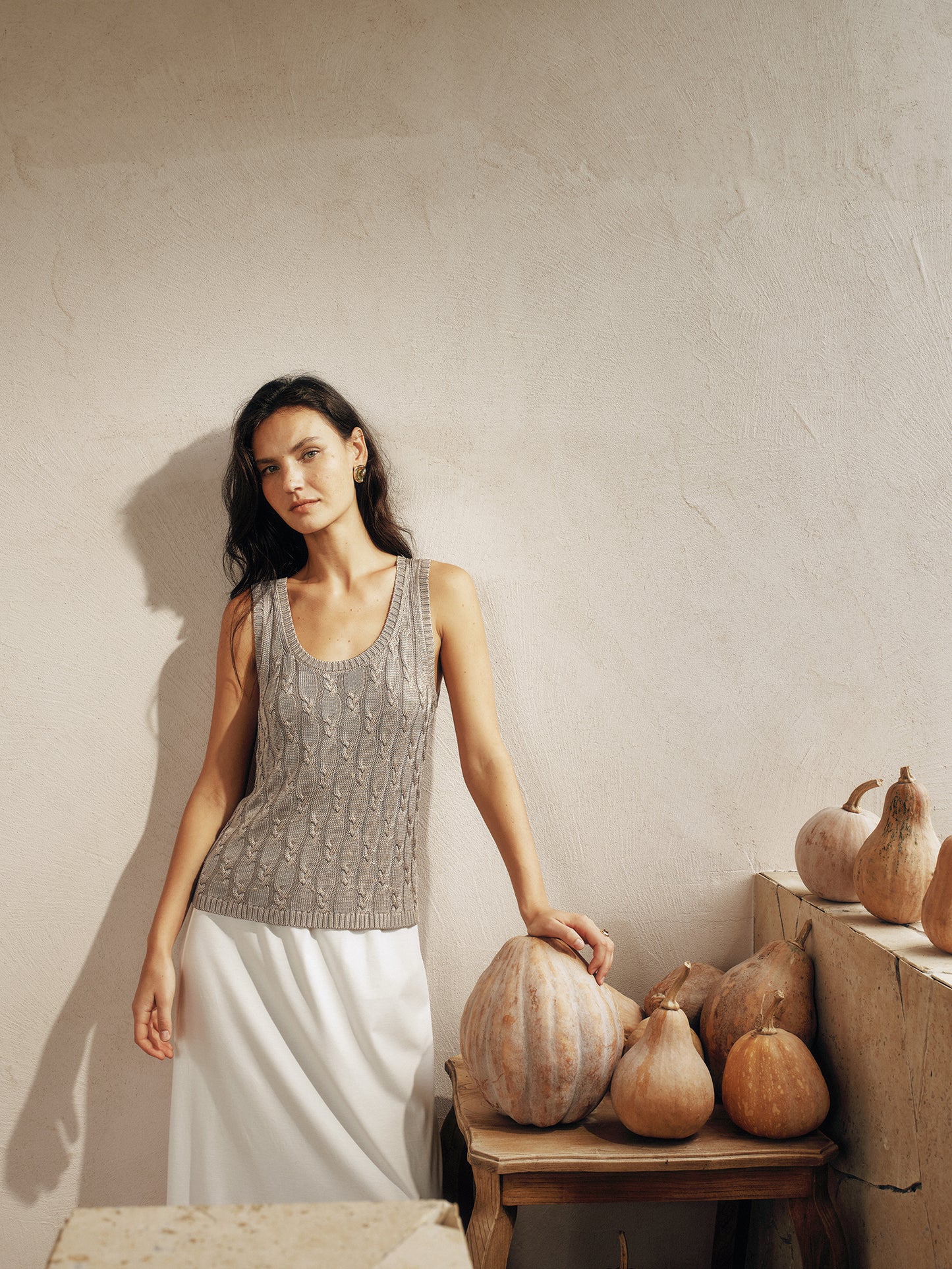 Cooling Twisted Cable Knit Tank Top