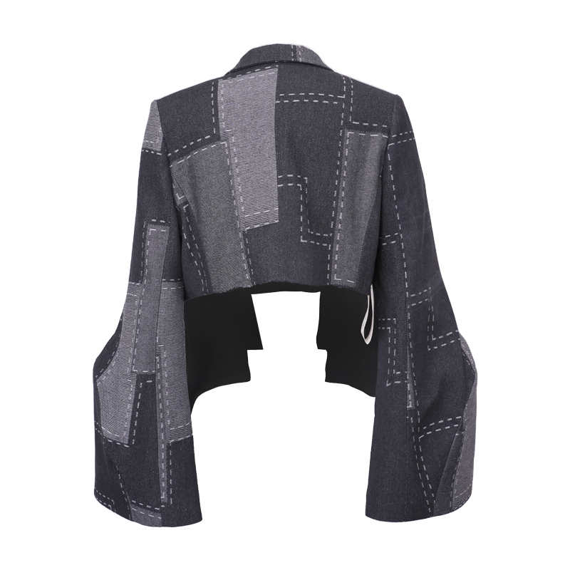 Crash Short Jacket Black & Grey Paneled