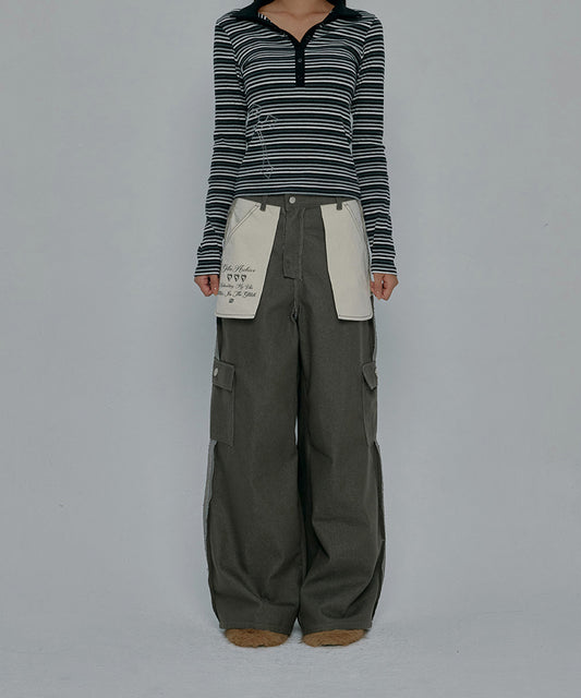 REVERSE STITCHED CARGO PANTS Khaki