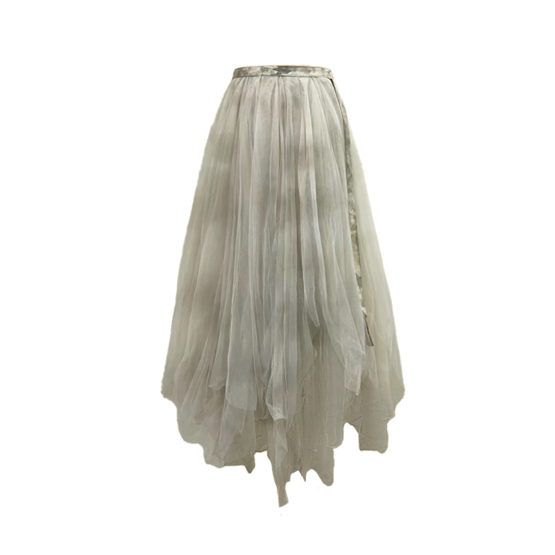 Forest Elf Tulle Skirt Washed Dyed Grey Nude