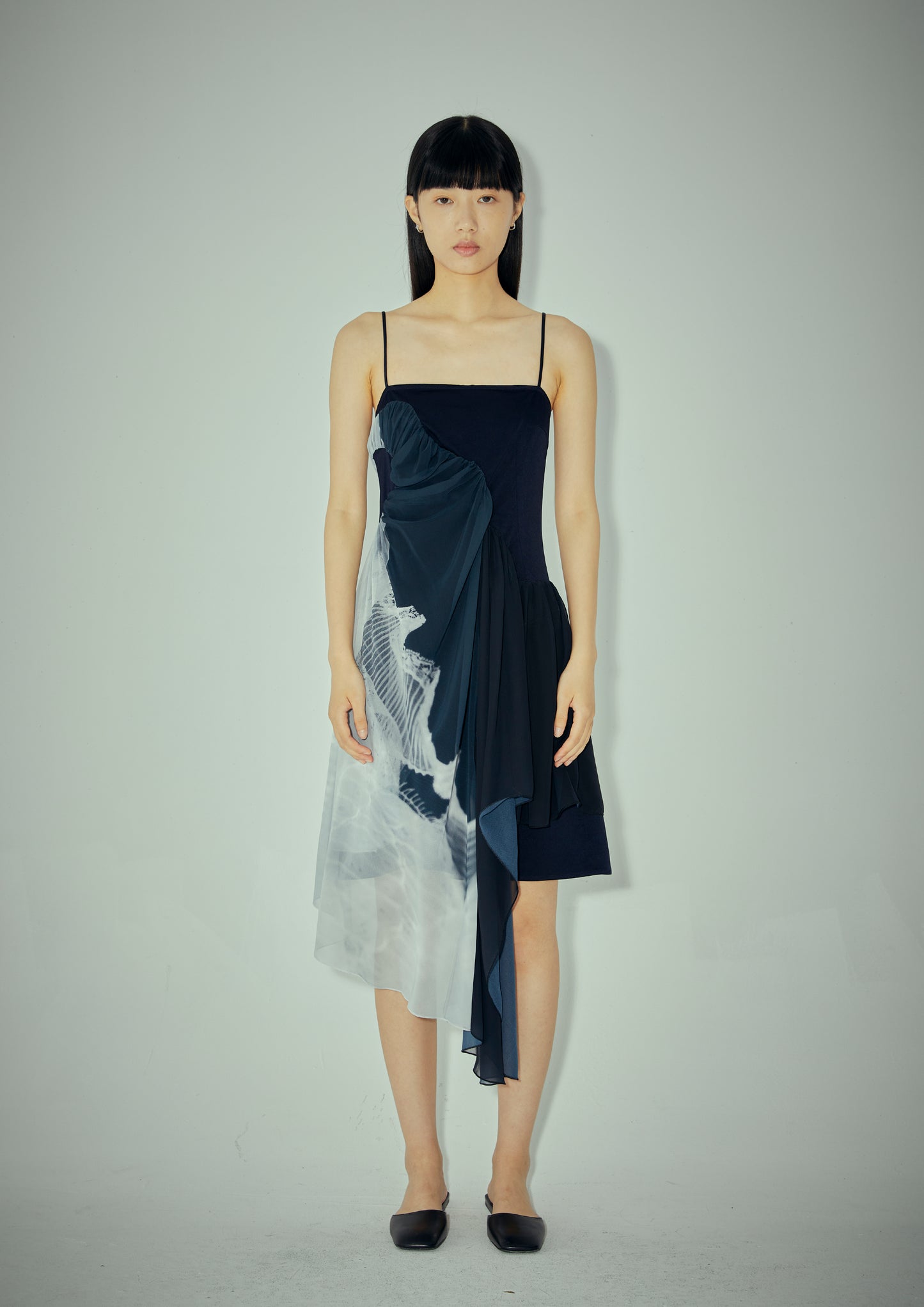 Printed Chiffon Suspender Dress