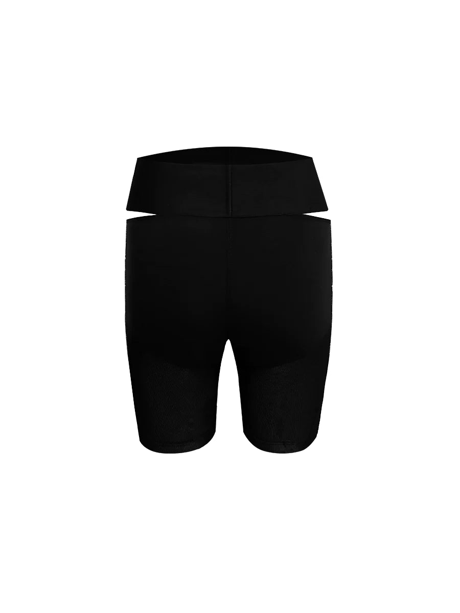 CONTRAST PRINTED KNIT BIKE SHORTS