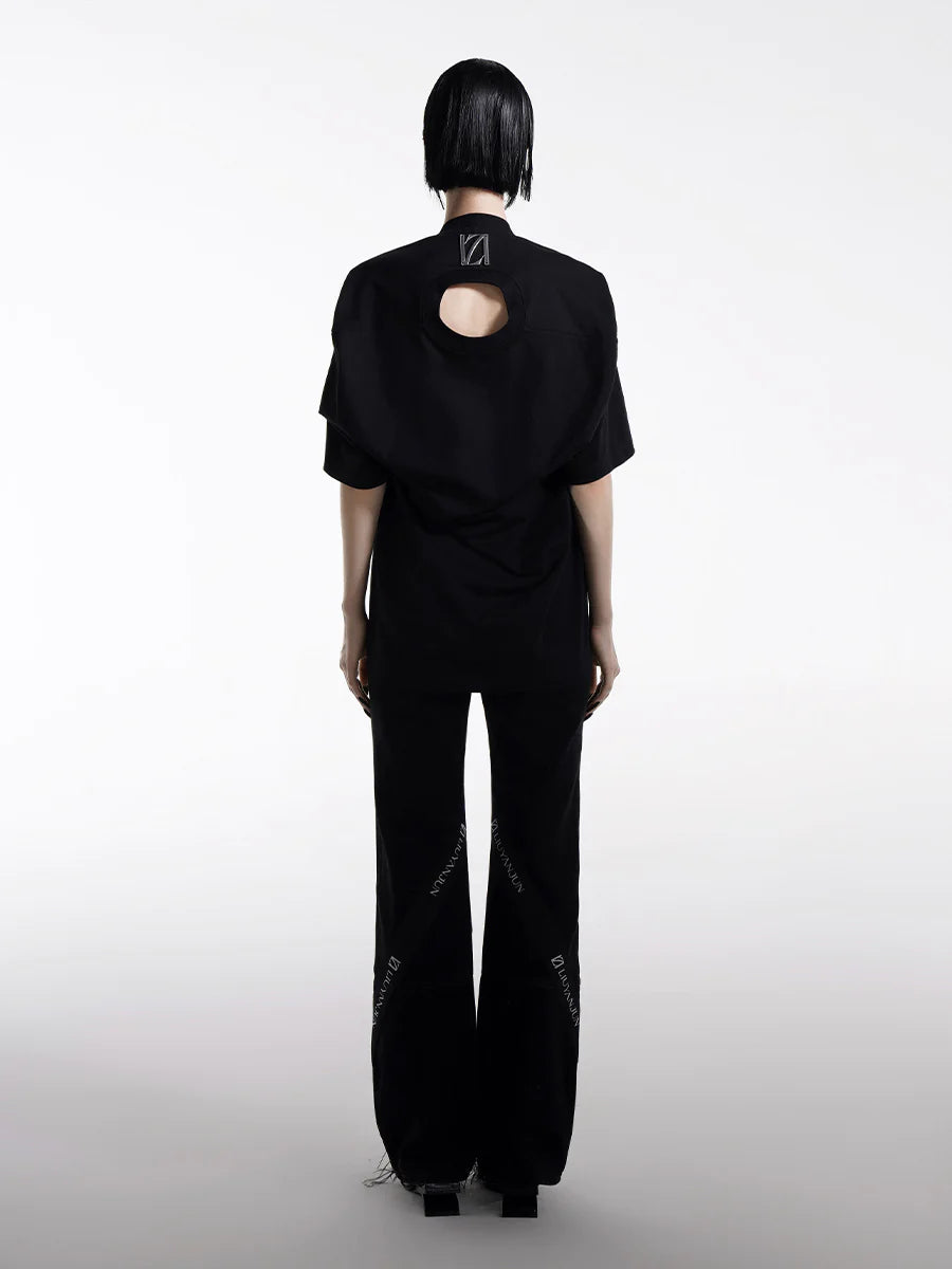 DESTRUCTED T-SHIRT WITH TWO-WAYS WEARING