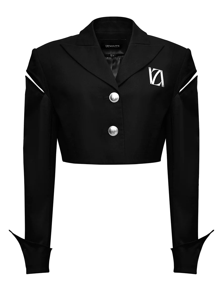 CUT-OUT SHOULDER CROPPED BLAZER