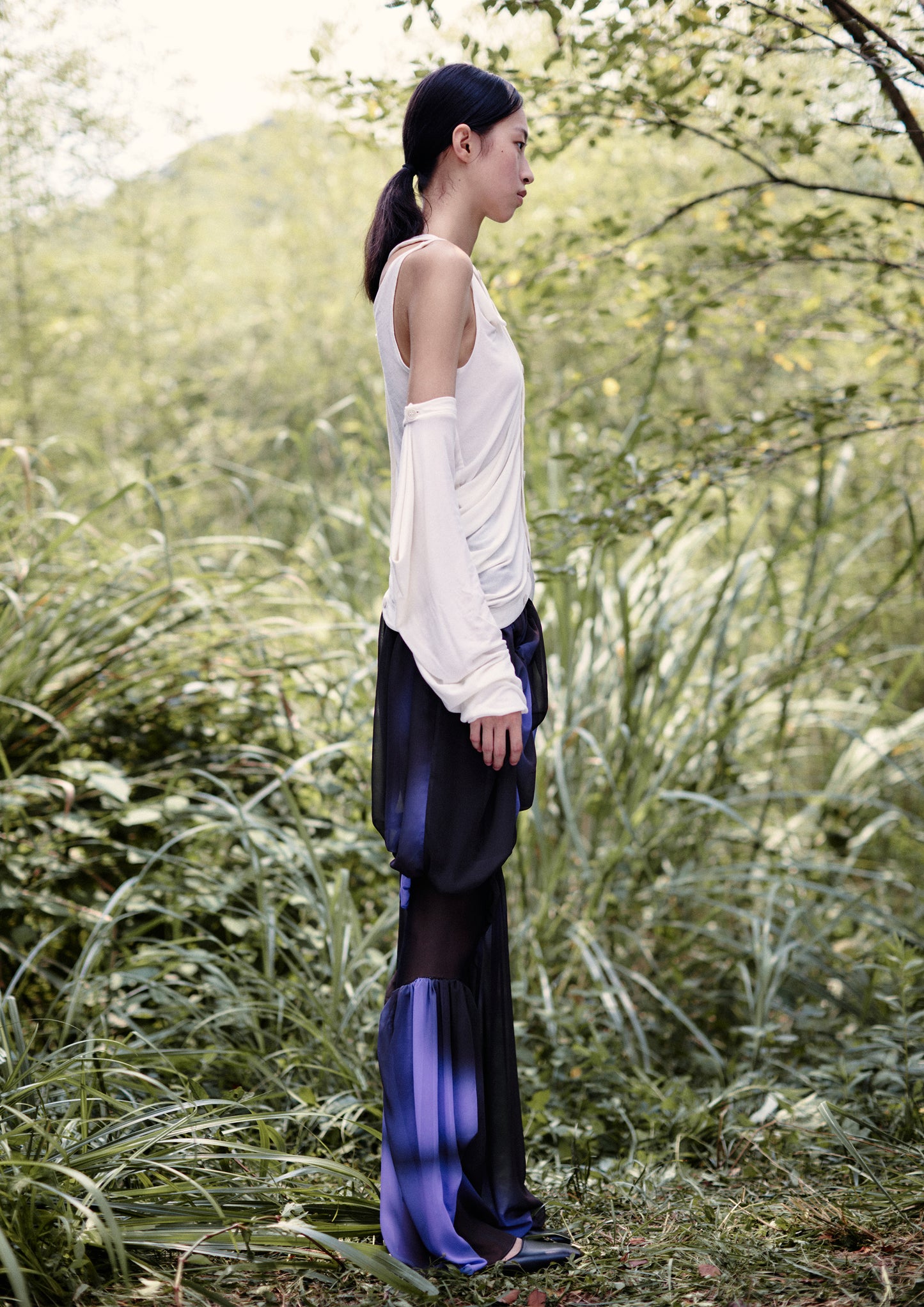 Chiffon Handmade Pleated Pants