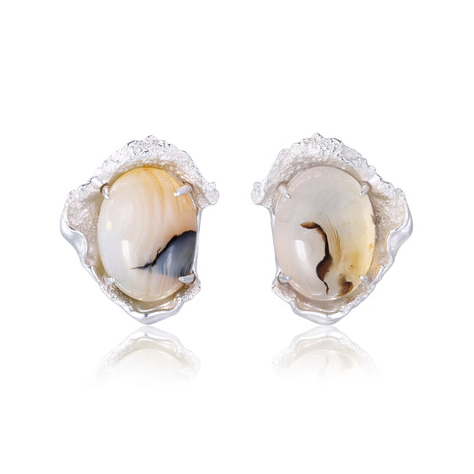 Ocean Chalcedony Shell Earrings