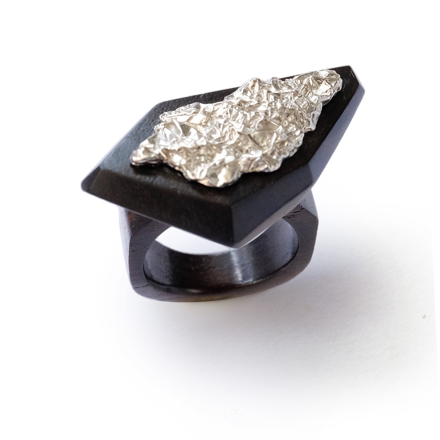 Refracted Geometry Ebony Ring