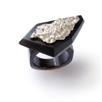 Refracted Geometry Ebony Ring