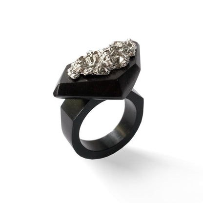 Refracted Geometry Ebony Ring