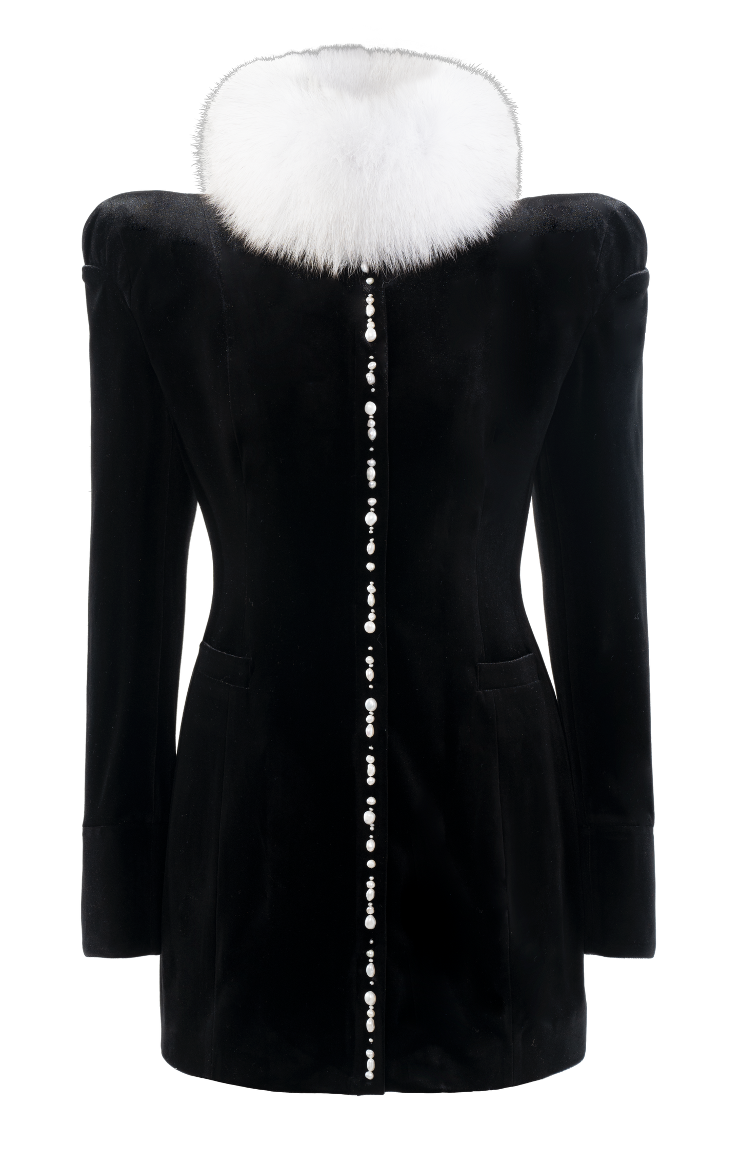 Velvet Dress with Fox Fur Collar