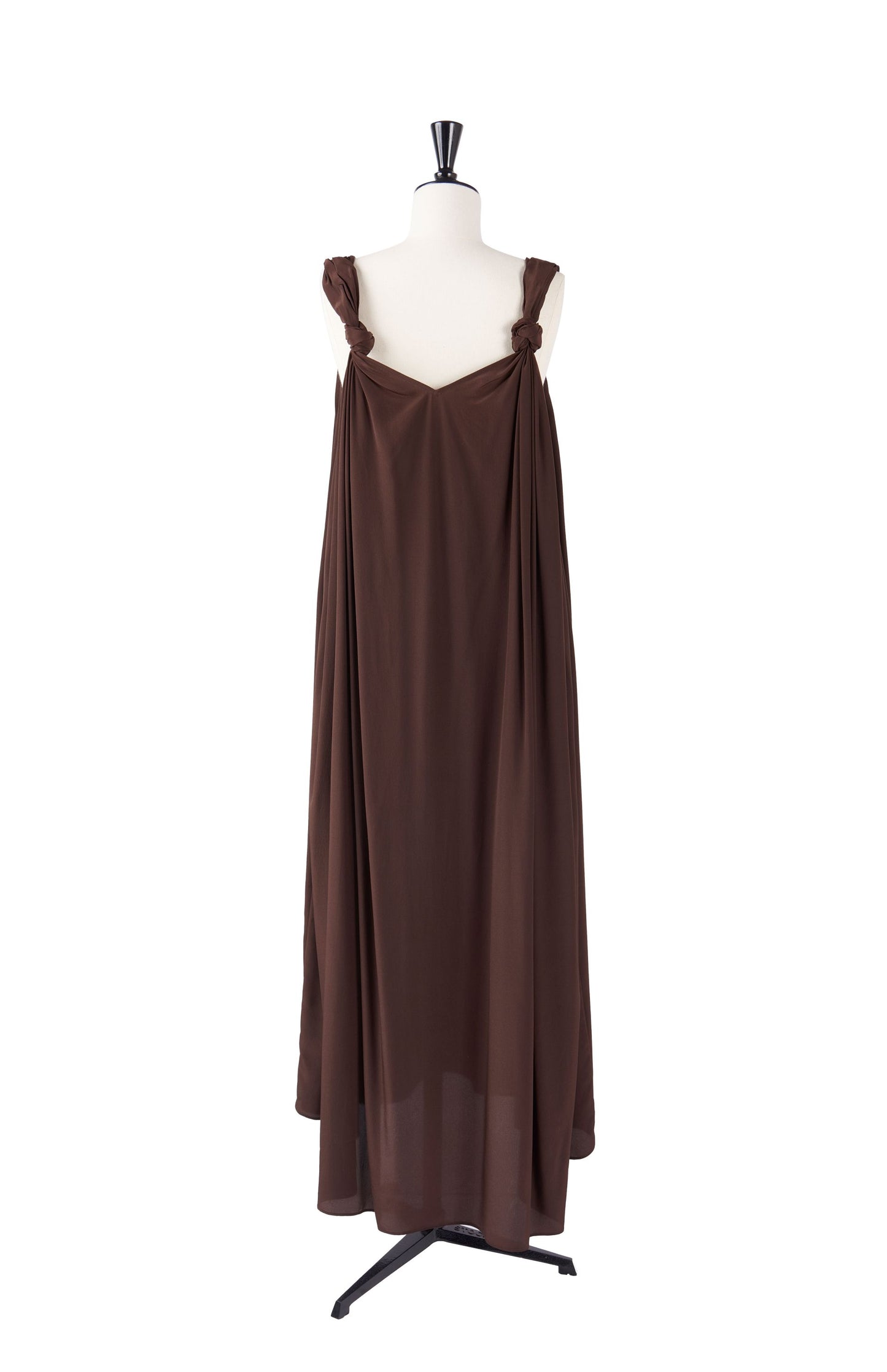 Coffee Color Silk Hand-tied Dress