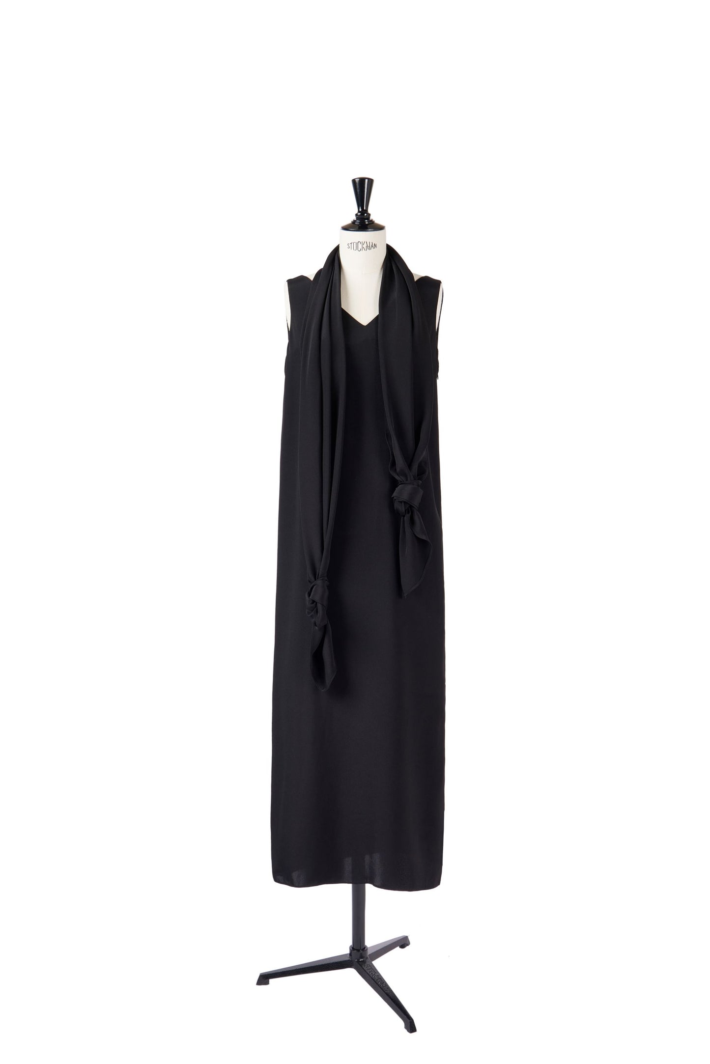 Black Silk Scarf Sleeveless Dress