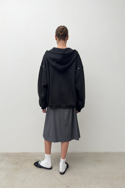 HARDWARE EMBELLISHED HOODIE BLACK