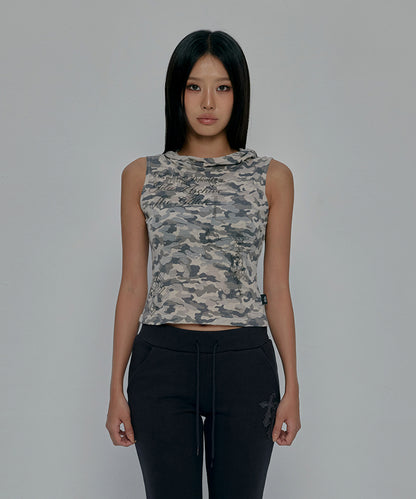 TATTOOED GRAPHIC COWL SLEEVELESS_CAMO
